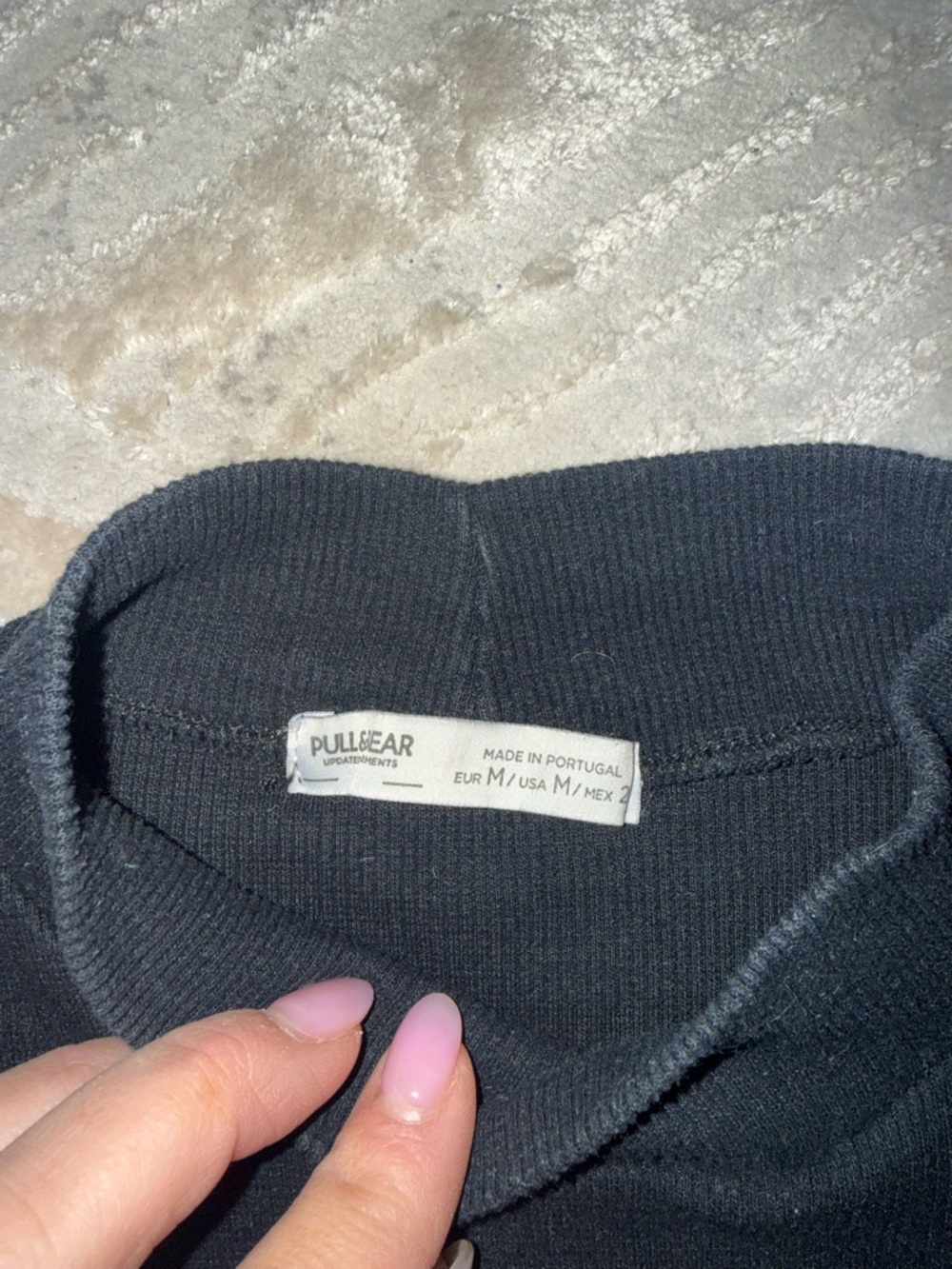 Pull&Bear cropped Black Turtleneck Ribbed Sweater